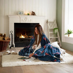 Pheasant Heated Throw Blanket – 140x180cm Soft Check Design With 10 Heat Settings | 140cm x 180cm | Navy Blue