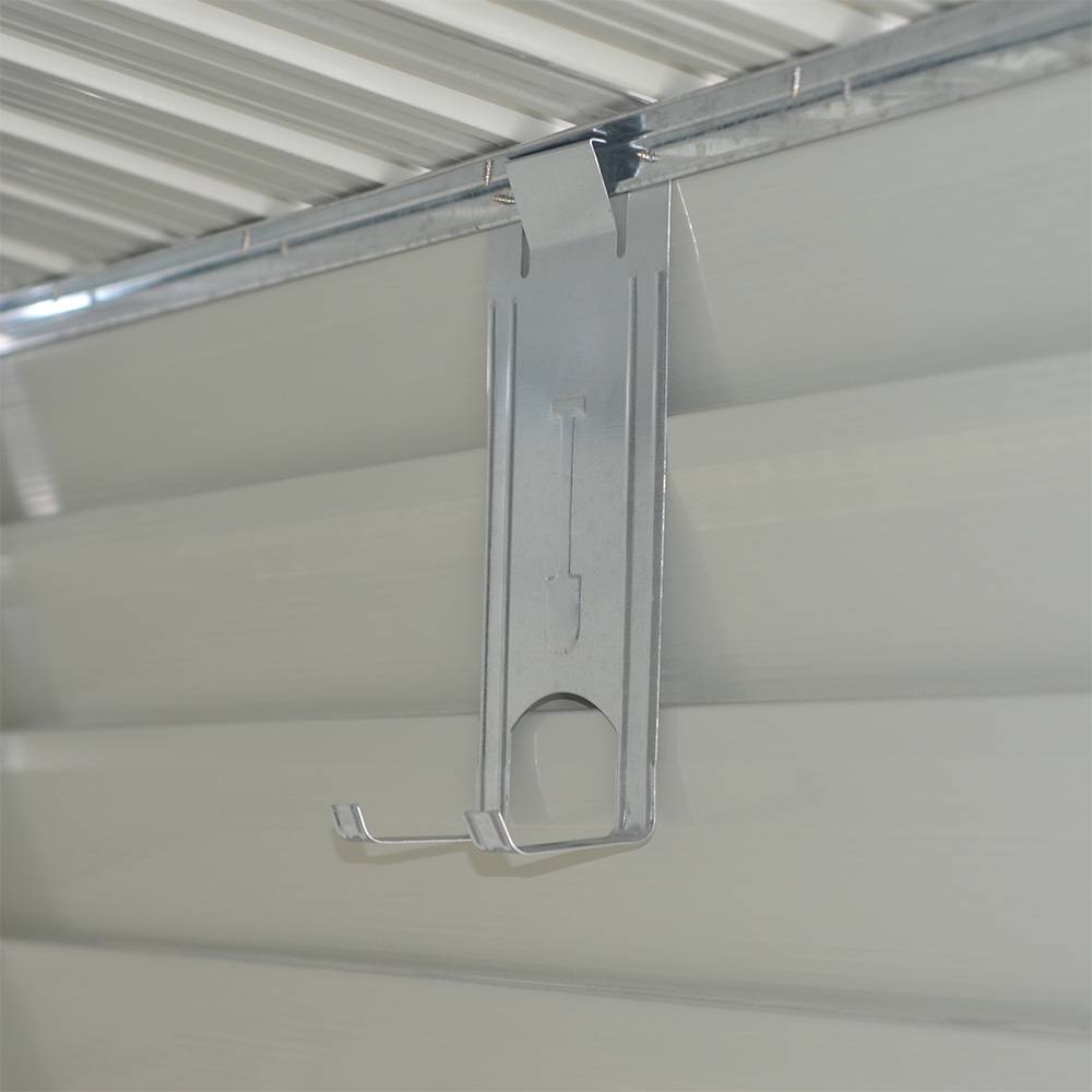 Zinc Steel Lean-To Garden Shed 4.7 × 8.86 ft, Sloped Roof Outdoor Storage Shed with Built-in Hooks, Space-Saving Design