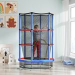 Kids Trampoline W/ Enclosure Net, Steel Frame, For Ages 3-6 Years | Blue & Yellow