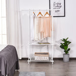 Freestanding Steel Clothes Hanger 2 Shelves Open Wardrobe