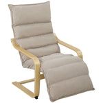 HOMCOM Lounge Chair With Wooden Frame For Living Room, Bedroom, Light Brown