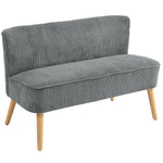 Corduroy Double Sofa W/ Wood Frame Foam Padding High Back, Grey
