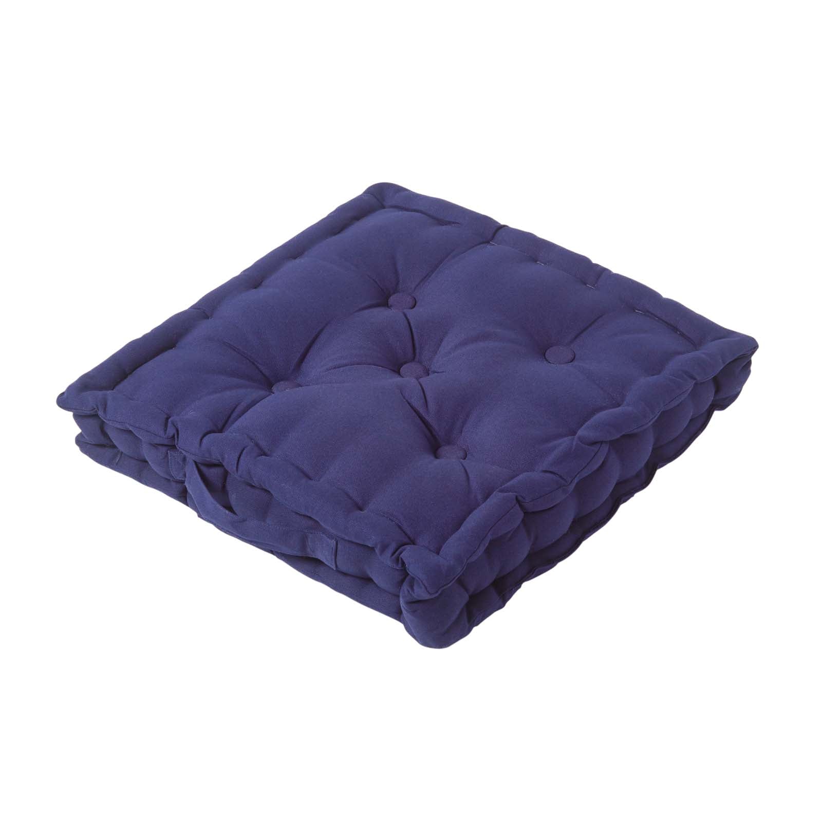 Cotton Plain Floor Cushion | 40cm x 40cm | Navy Blue