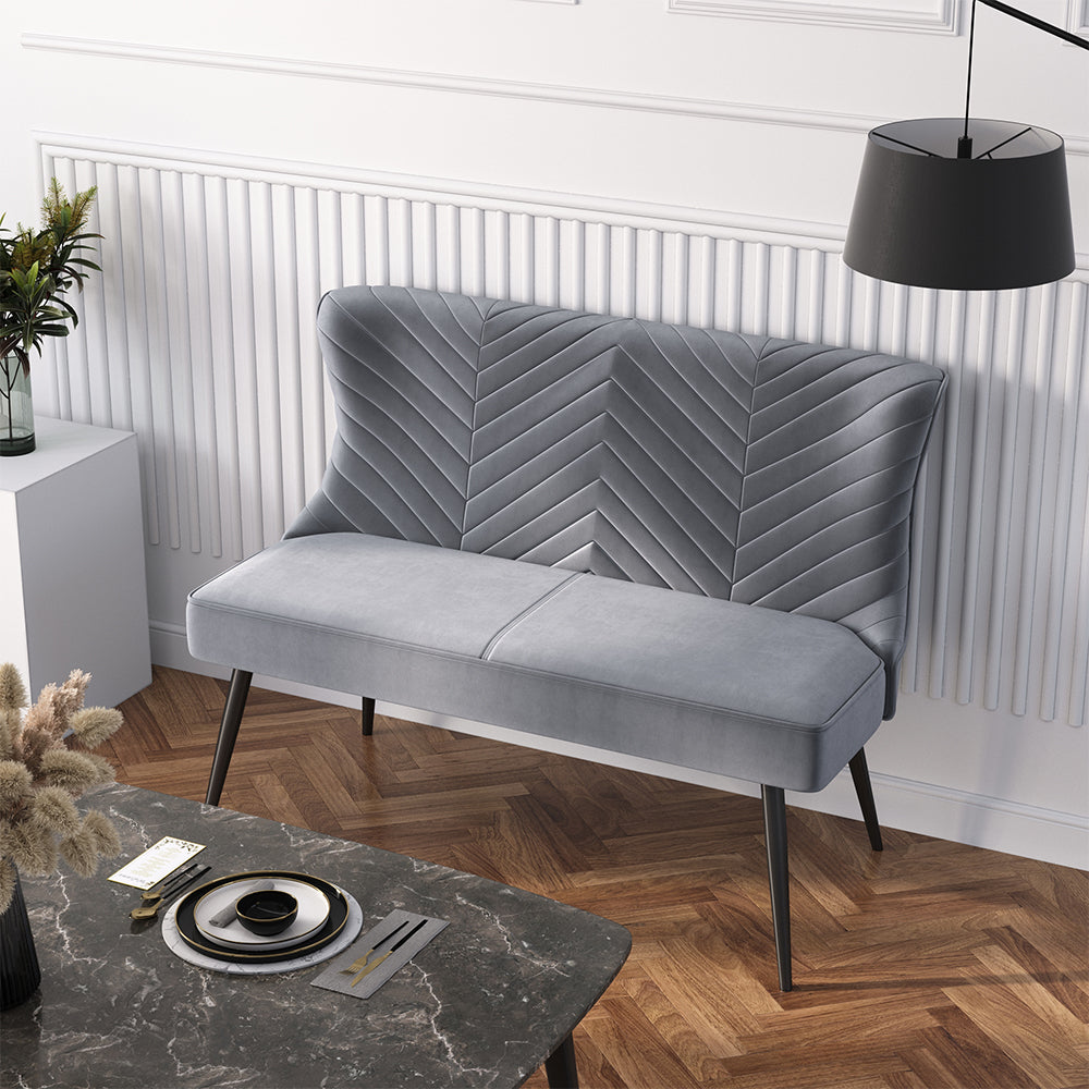 Grey Upholstered Tufted Dining Bench