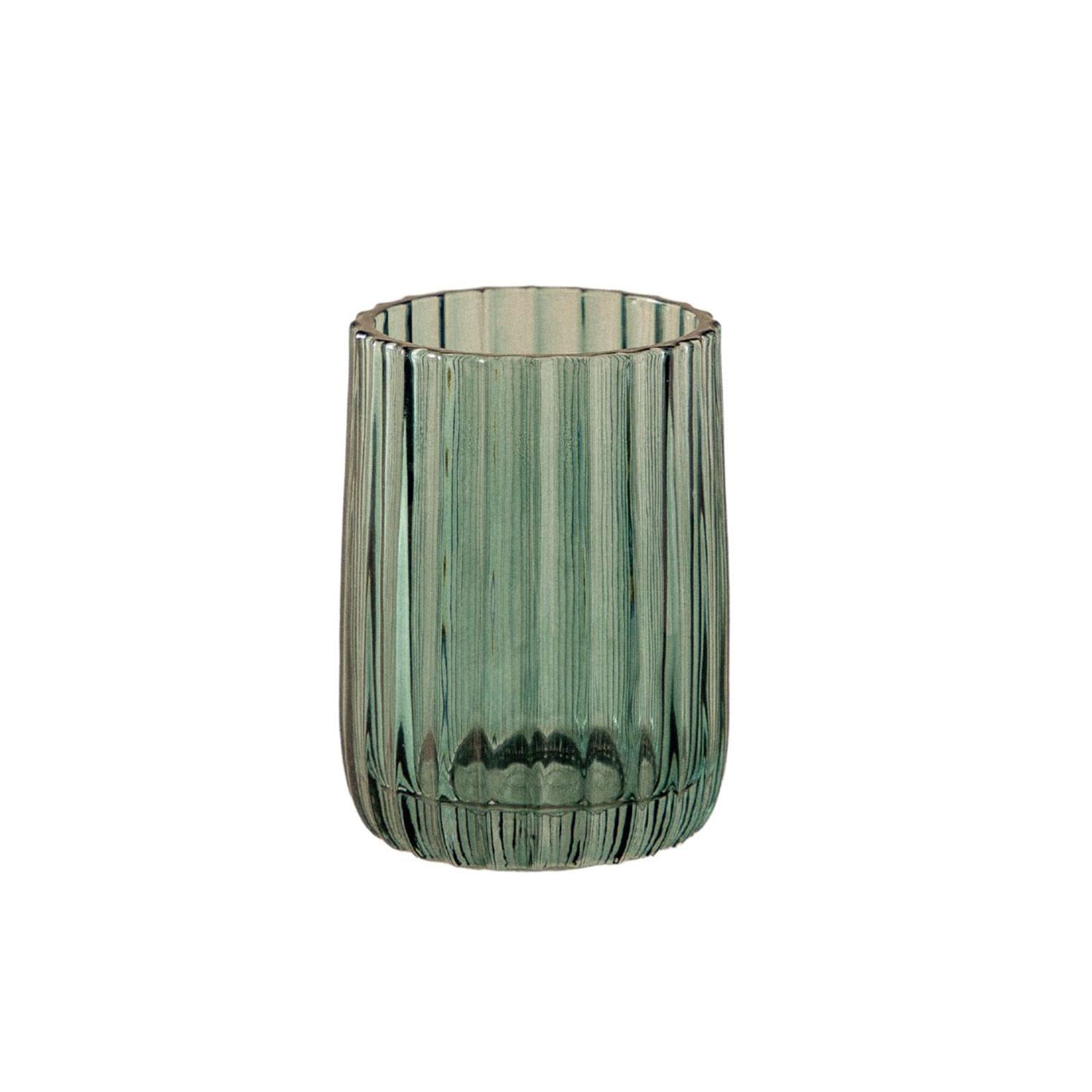 Toothbrush Holder Tumbler, Glass, 8cm, Bluish Green, Lido Collection
