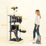 Cat Tree Tower With Sisal Scratching Posts, Condos | 180cm | Dark Grey