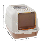 Large Hooded Top Entry Cat Litter Box With Scoop | Orange