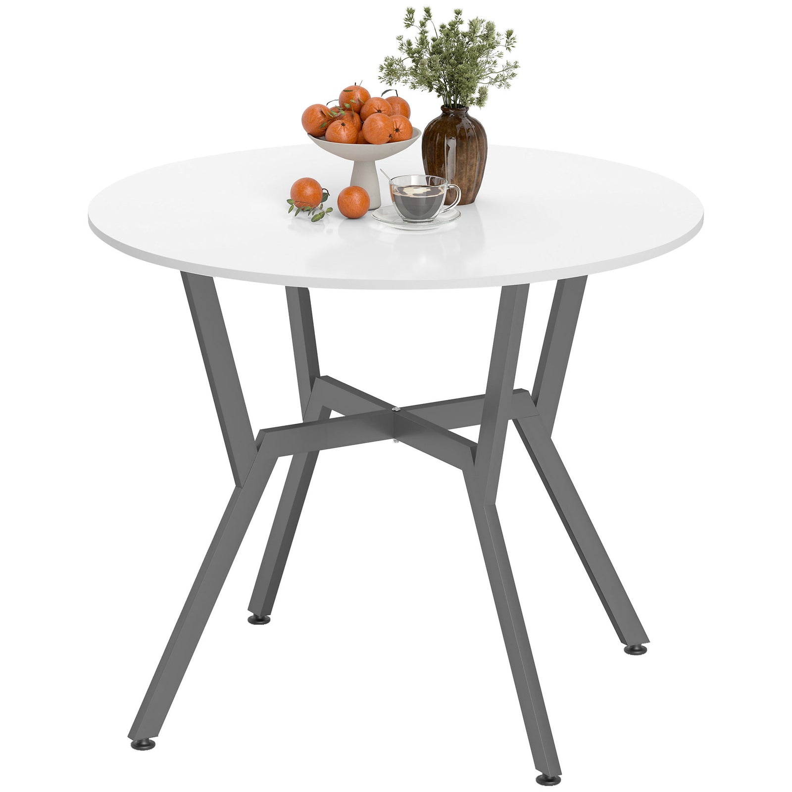 Small Kitchen Table With Black Steel Legs, Dining Table | White