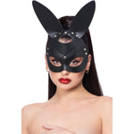 Black Mock Leather Rabbit Mask