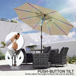 3 M Garden Parasol Umbrella With Led Lights, Patio Umbrella | Beige