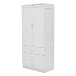 2-door Wardrobe With 3 Drawers & Hanging Rail | White