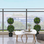 Set Of 2 70/110cm Potted Artificial Ball Tree With Lavender | Medium | Green