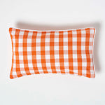 Block Check Cotton Gingham Cushion Cover | 30cm x 50cm | Orange