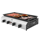 Gas Grill, Gas Bbq W/ Non-stick Griddle For Camping | Large | Silver