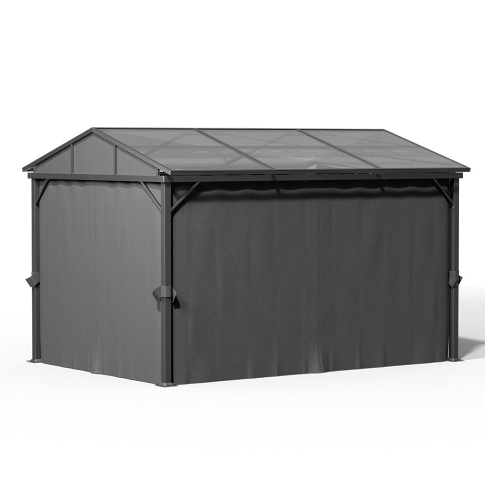 3x4m Hardtop Gazebo With Curtains Aluminium Patio Gazebo Outdoor Canopy Pavilion For Garden