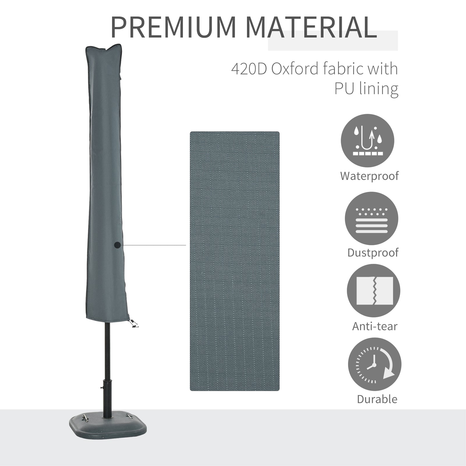 Sun Umbrella Parasol Cover Waterproof Weatherproof Courtyard
