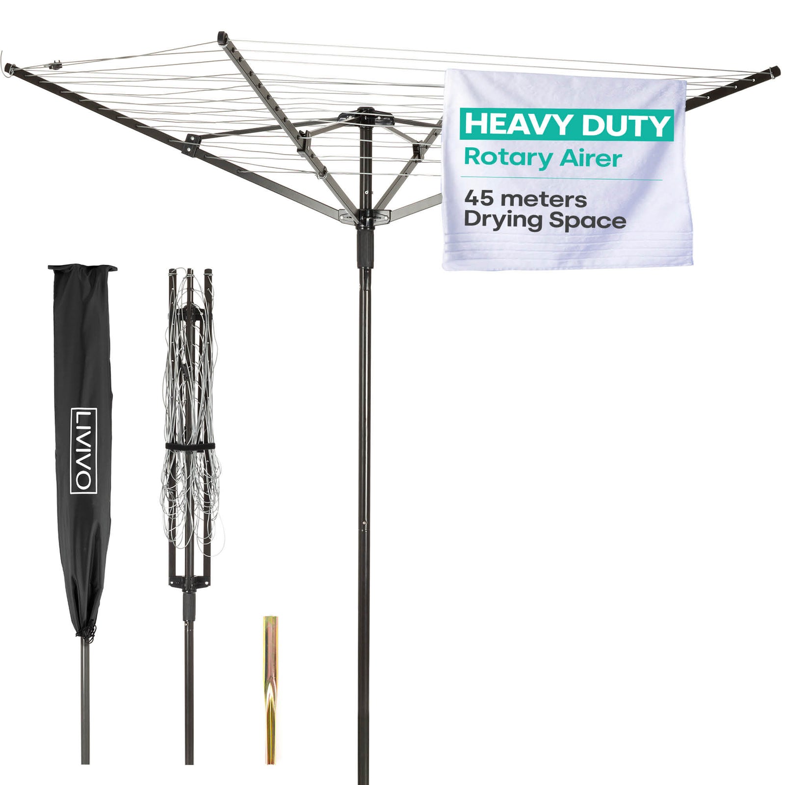 4-arm Garden Clothes Dryer With 45m Line