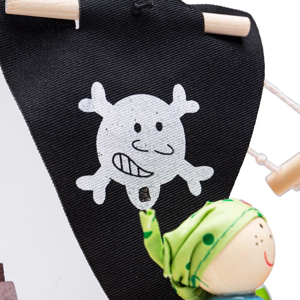 Bigjigs Toys Wooden Mini Pirate Ship Playset, Includes 10 Play Pieces