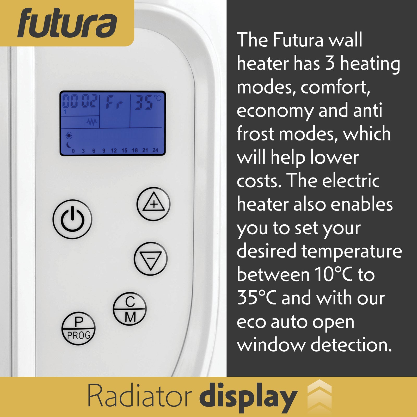 Electric Radiator Panel Heater Wall Mounted Advanced Timer Digital Thermostat, Bathroom Safe Room Heater | 2000w | White