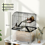 Hamster Cage, Three-tier Gerbil Cage W/ Deep Bottom, Ramp, Food Dish | Black