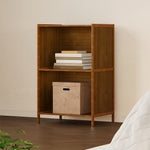 2-tier Open Bookcase, Small Space Bamboo Storage Shelf, Freestanding Corner Organizer With Raised Feet