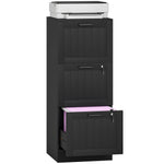3 Drawer File Cabinet With Lock And Adjustable Hanging Bars | Black