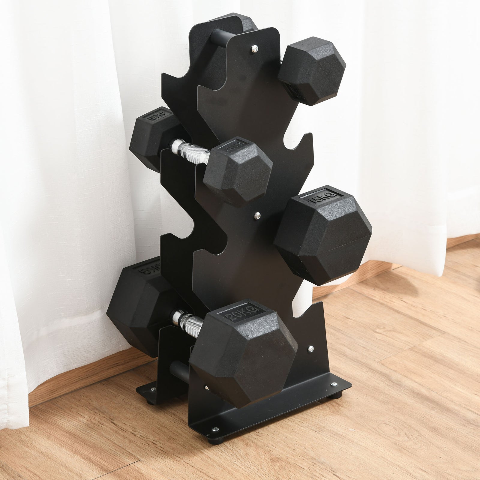 20kg Hex Rubber Dumbbell For Home Exercise | Black