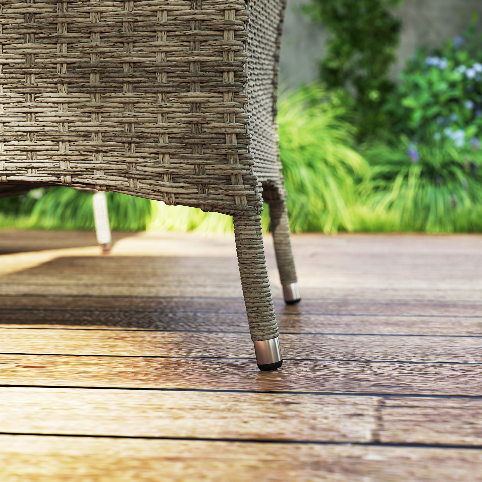 7-piece Pe Rattan Set, Outdoor Dining With Cushions