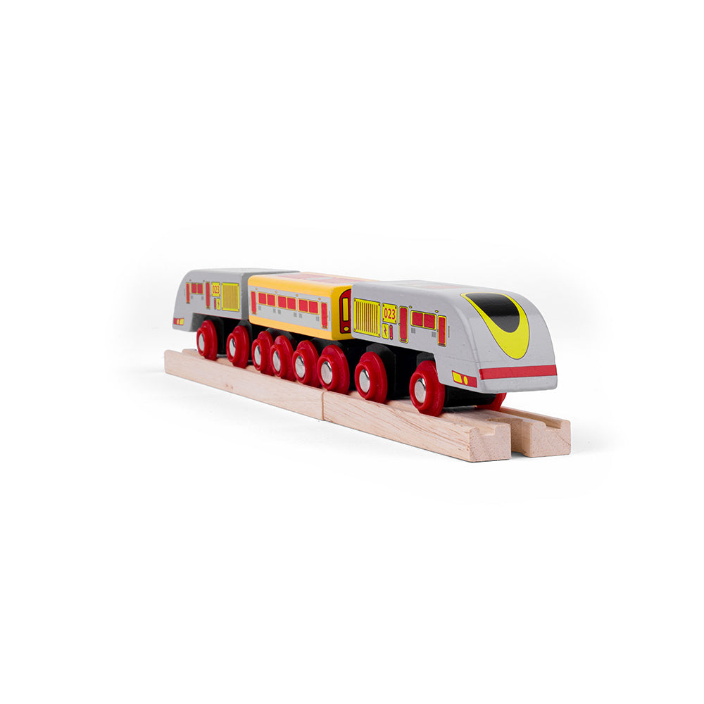 Wooden Bullet Train Engine & Carriages
