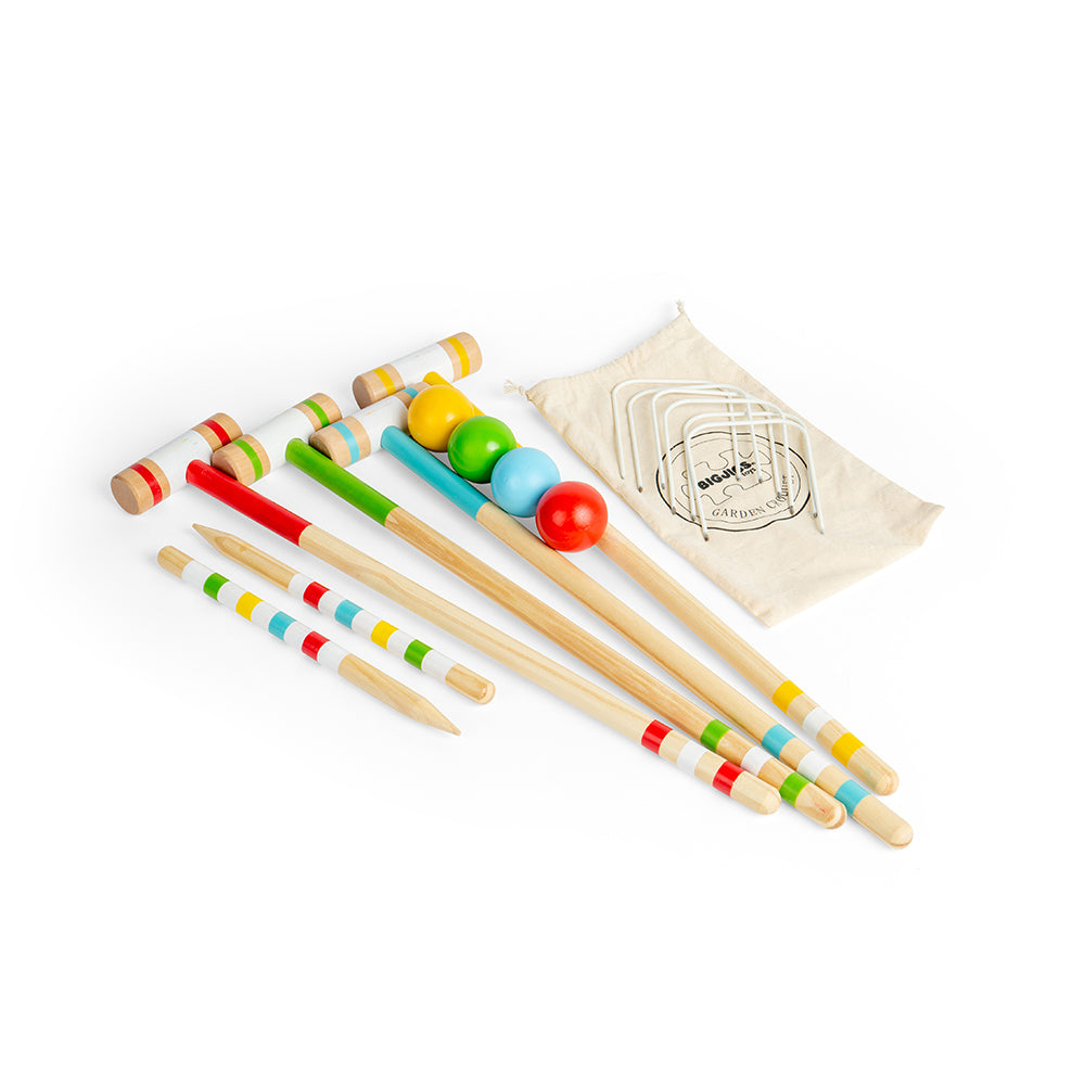 Wooden Garden Croquet Set, Complete With Storage Bag