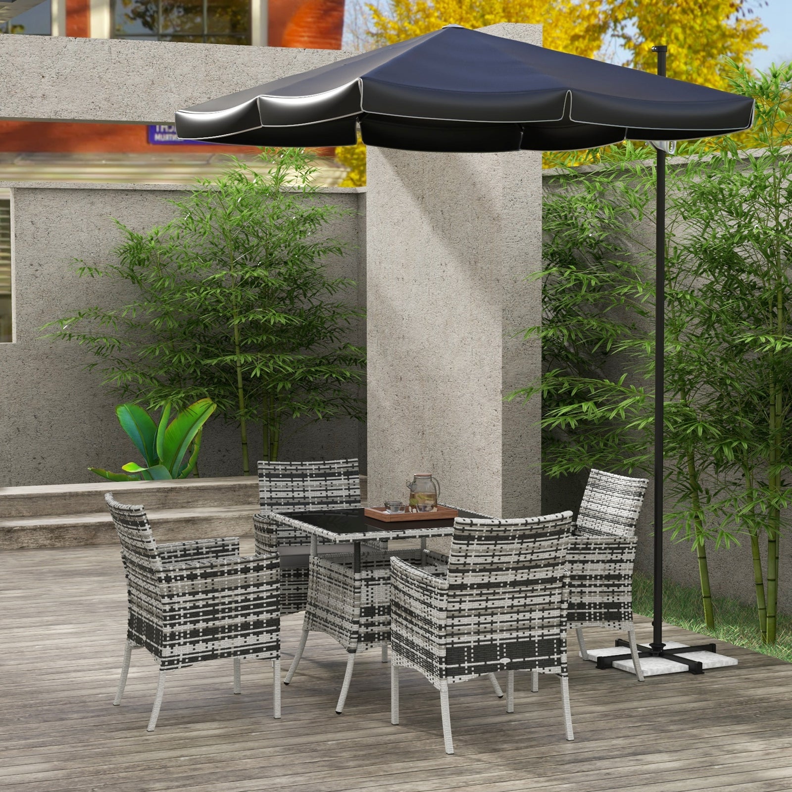 4 Seater Rattan Garden Set - Grey