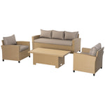 4 Pcs Patio Wicker Aluminum Furniture Set W/ Table