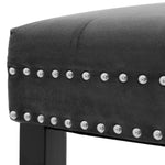 Luxury Velvet Bar Stool With Studded Backrest – Padded Seat, Solid Wood Legs & Footrest
