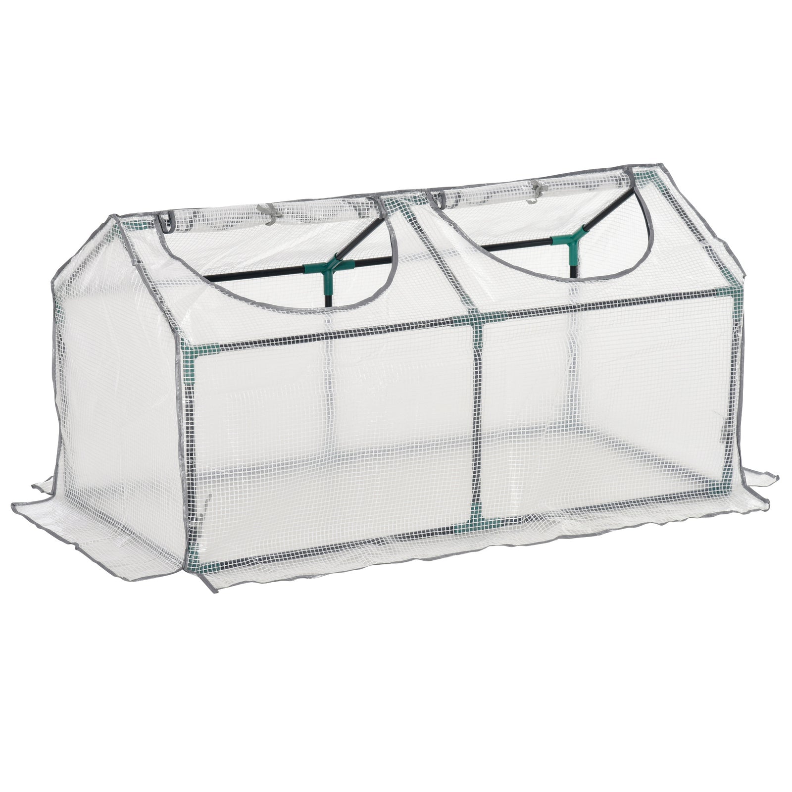 Mini Greenhouse W/ 2 Windows - Pe Cover | White