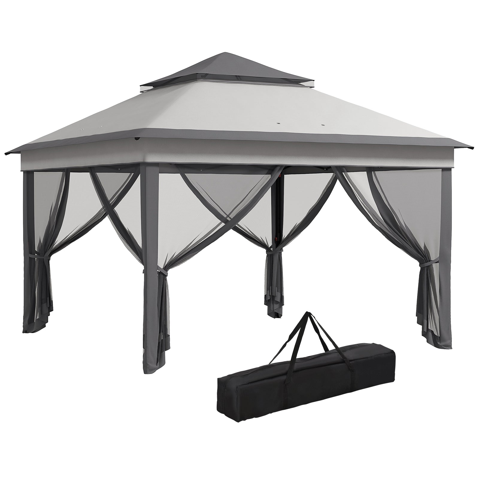 3 X 3(m) Pop Up Gazebo Tent With Netting, Height Adjustable | Gray