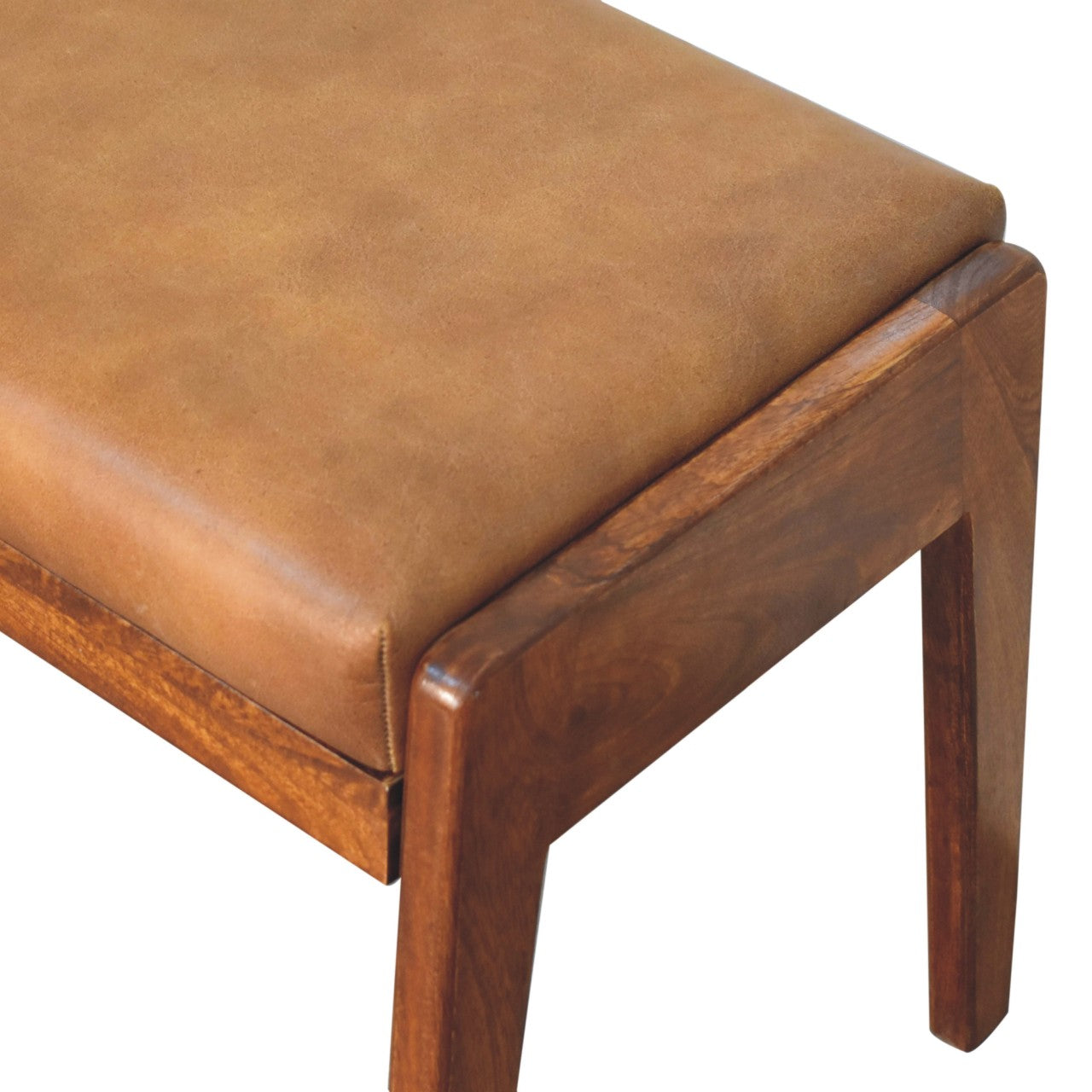 Solid Mango Wood Buffalo Hallway Footstool
