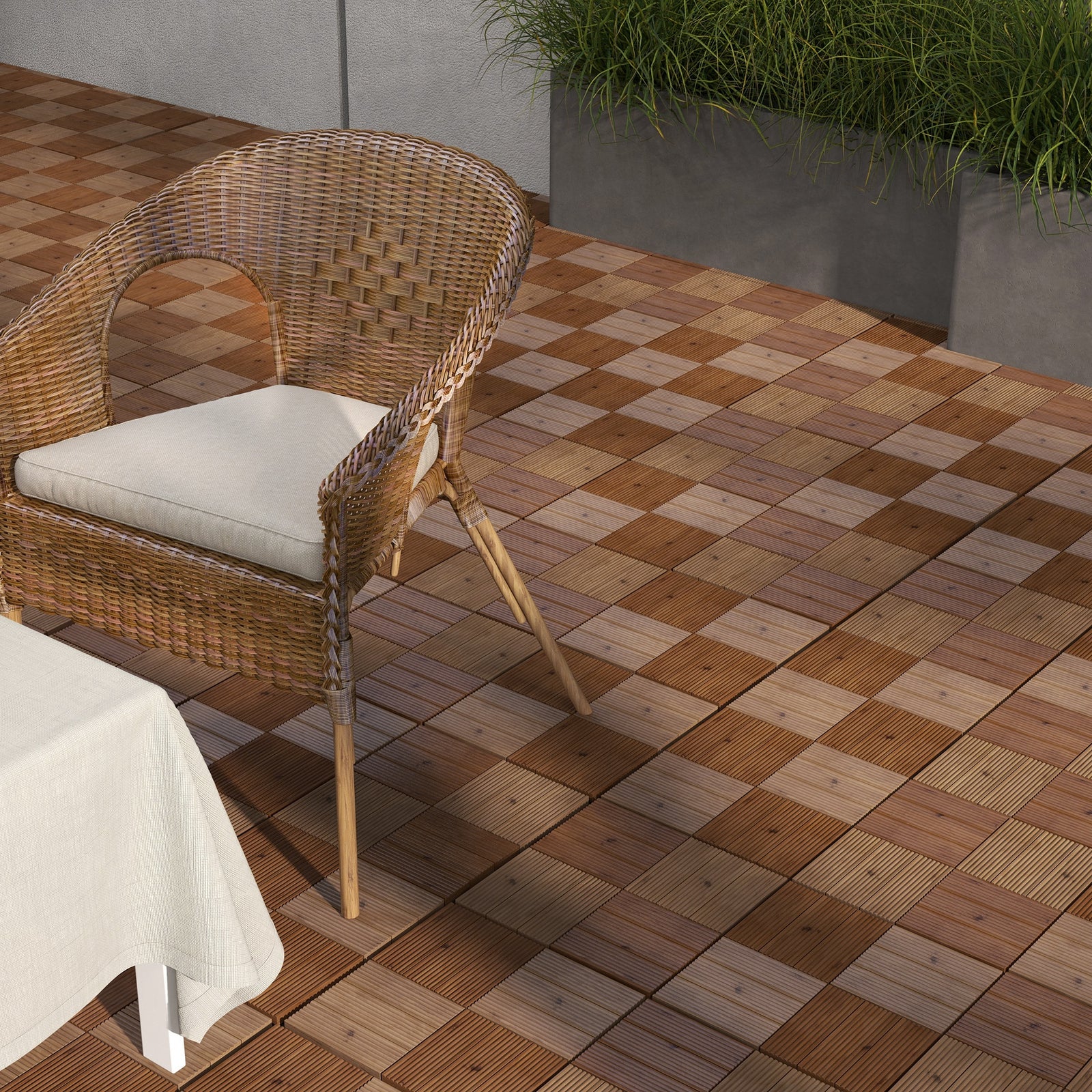 9 Pcs Brown Anti-slip Deck Tiles 30x30 Cm, 0.81㎡ Pack