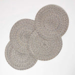 Handwoven Round Placemats Set Of 4 | 40cm | Silver