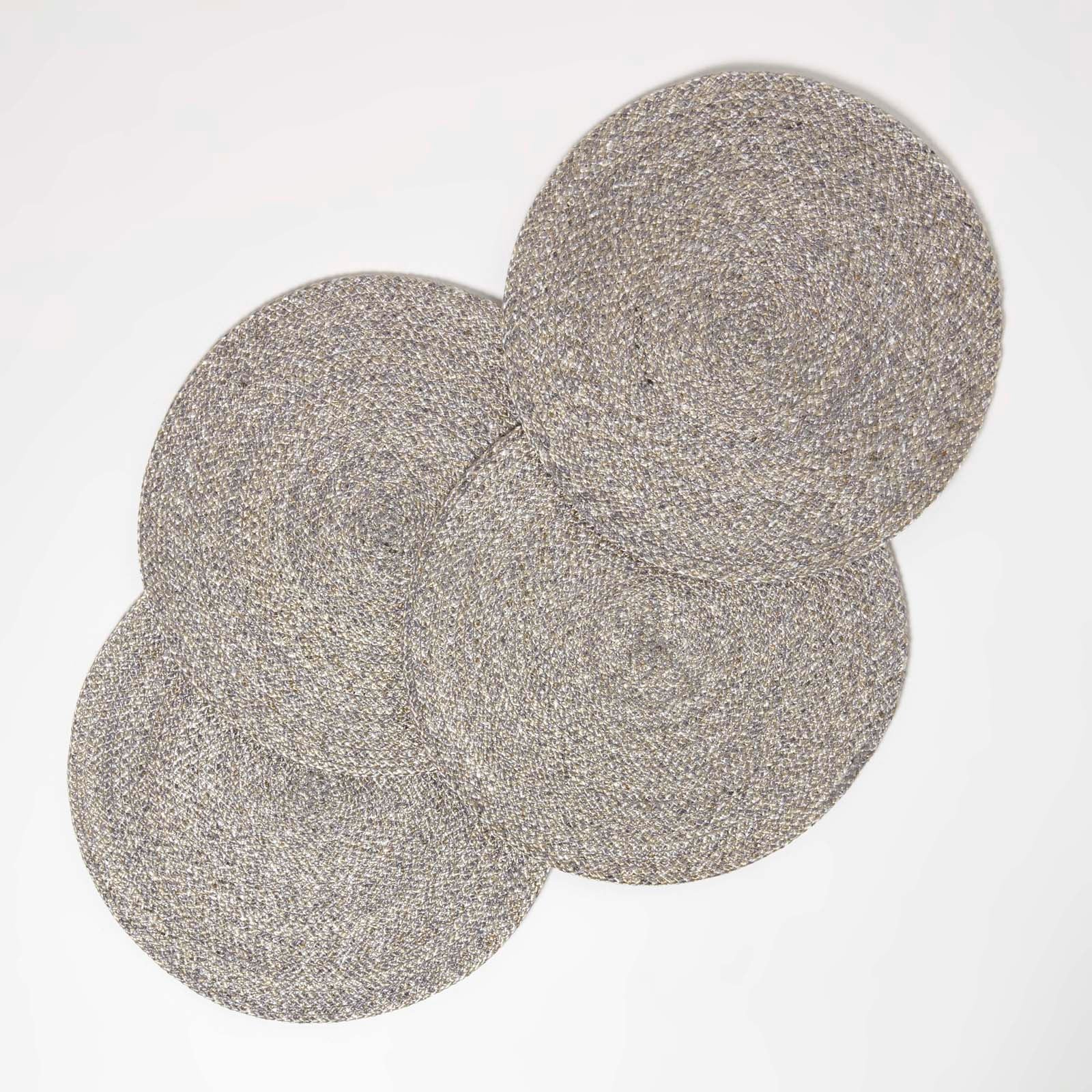 Handwoven Round Placemats Set Of 4 | 40cm | Silver