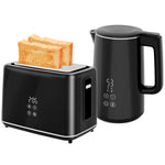 1.5l 3000w Fast Boil Electric Kettle And 2 Slice Toaster Set | Black