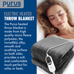 Deluxe Electric Throw Heated Double Over Blanket Soft Fleece 9 Heat & 12 Timer Settings | L | Grey