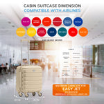 45x36x20cm Lightweight Underseat Cabin Carry On Suitcase - 100+ Airline Approved - Hard Shell Luggage - 4 Wheels | 45 x 36 x 20cm | Champagne