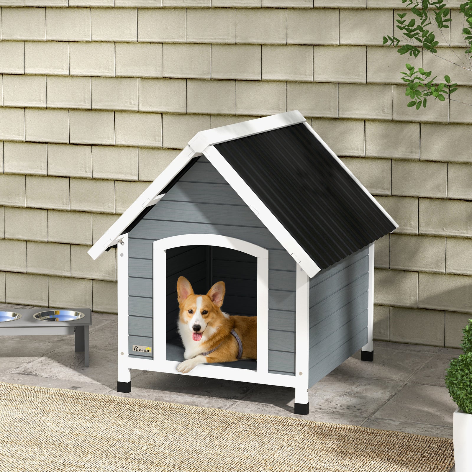 Dog Kennel Outdoor Dog House W/ Removable Floor, For Medium And Large Dogs - Grey | Gray
