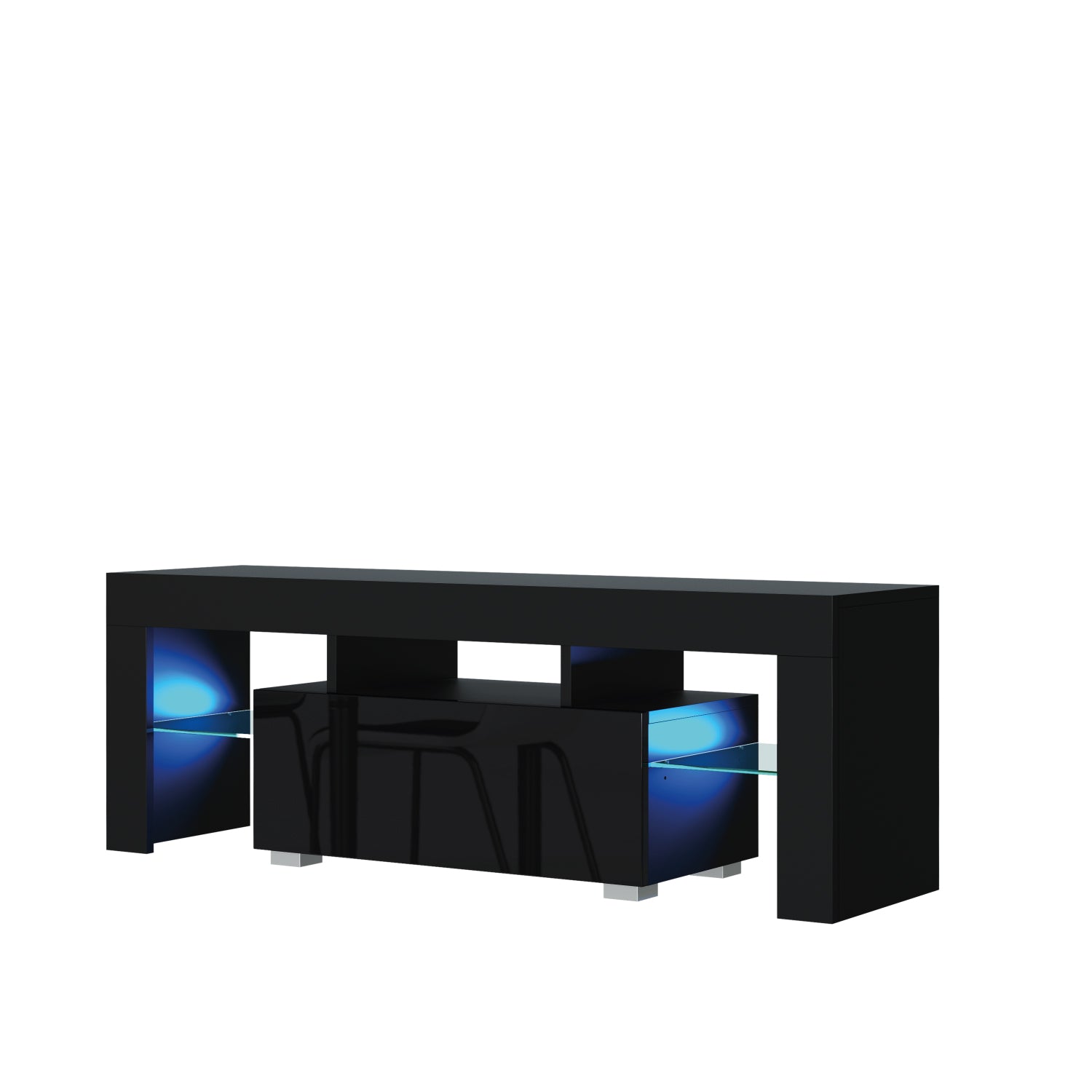 Floe Tv Unit 130cm With Led Lights | Black