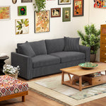 212 Cm Upholstered Jumbo Cord Sofa Couch With Spring Cushion | Grey
