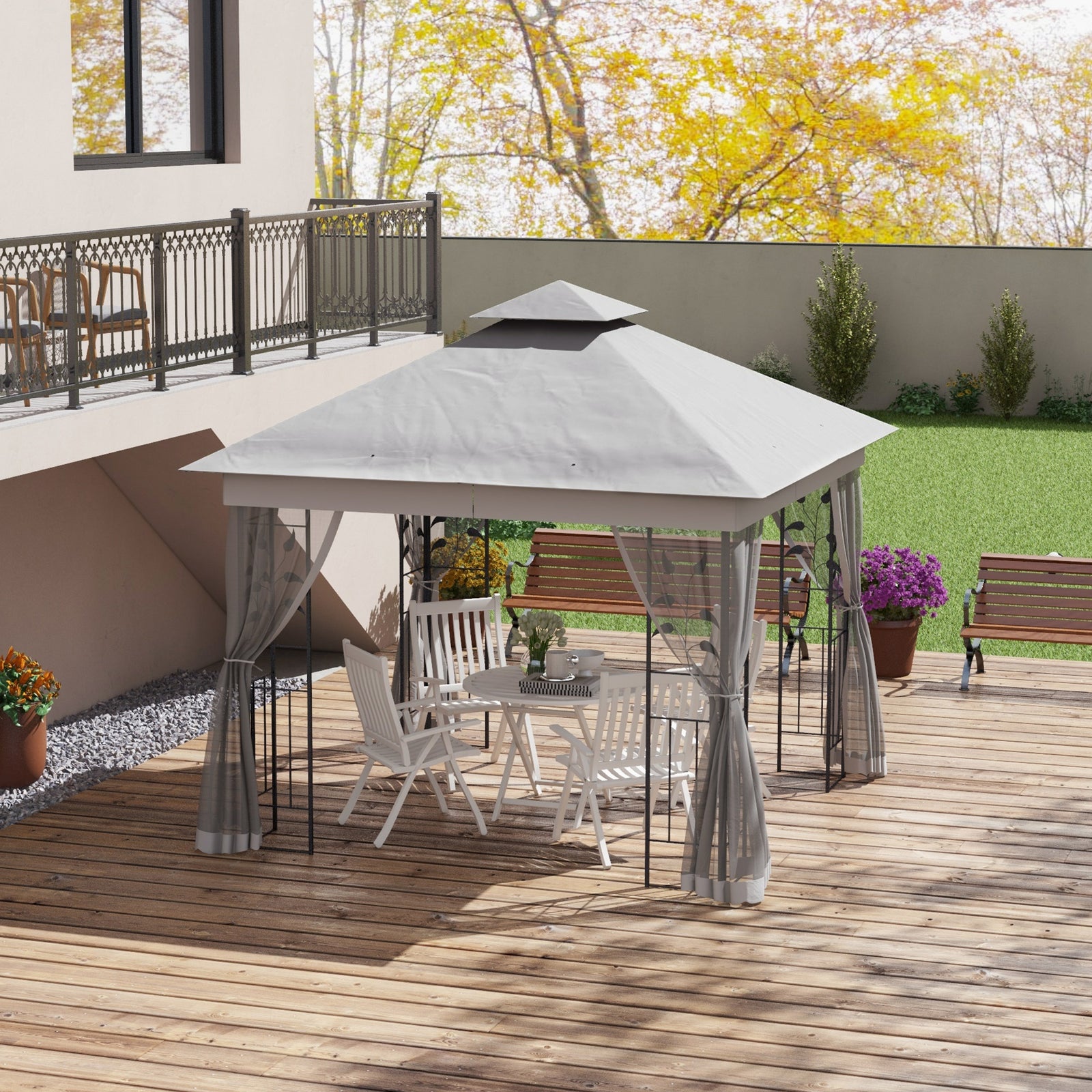 3(m) X 3(m) Patio Garden Metal Gazebo Marquee Party Tent | Light Slate Gray