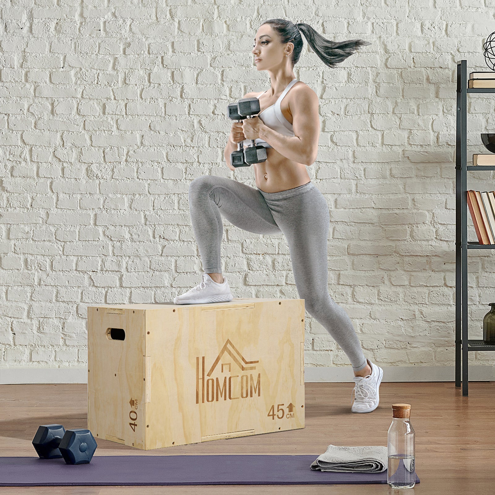 3-in-1 Wooden Plyo Box W/ Handles