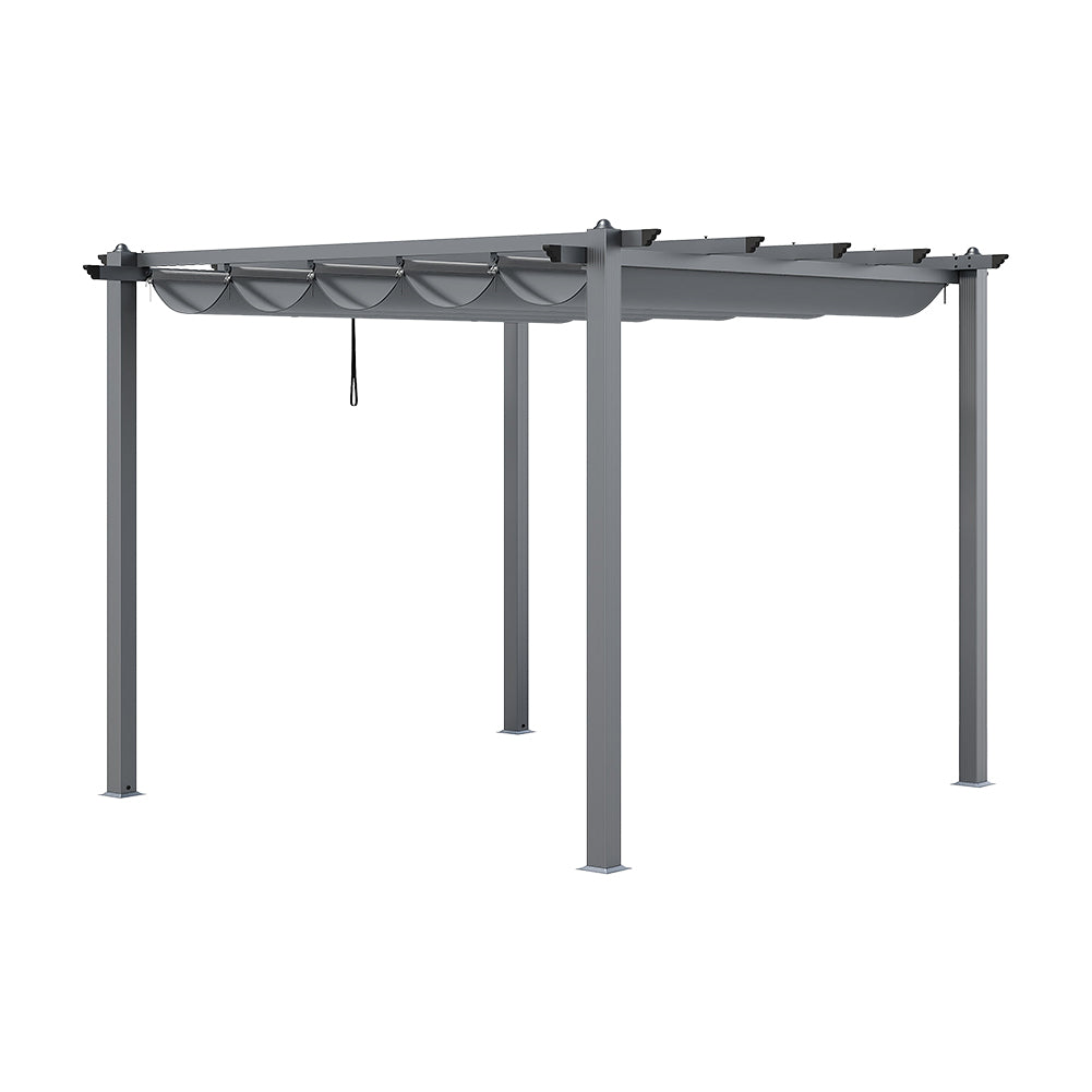 3 x 3M Aluminium Retractable Pergola with PA-Coated Canopy, Outdoor Garden & Patio Sun Shelter