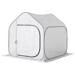 Mini Pop Up Greenhouse W/ Reinforced Pe Cover, Zipper Door | White