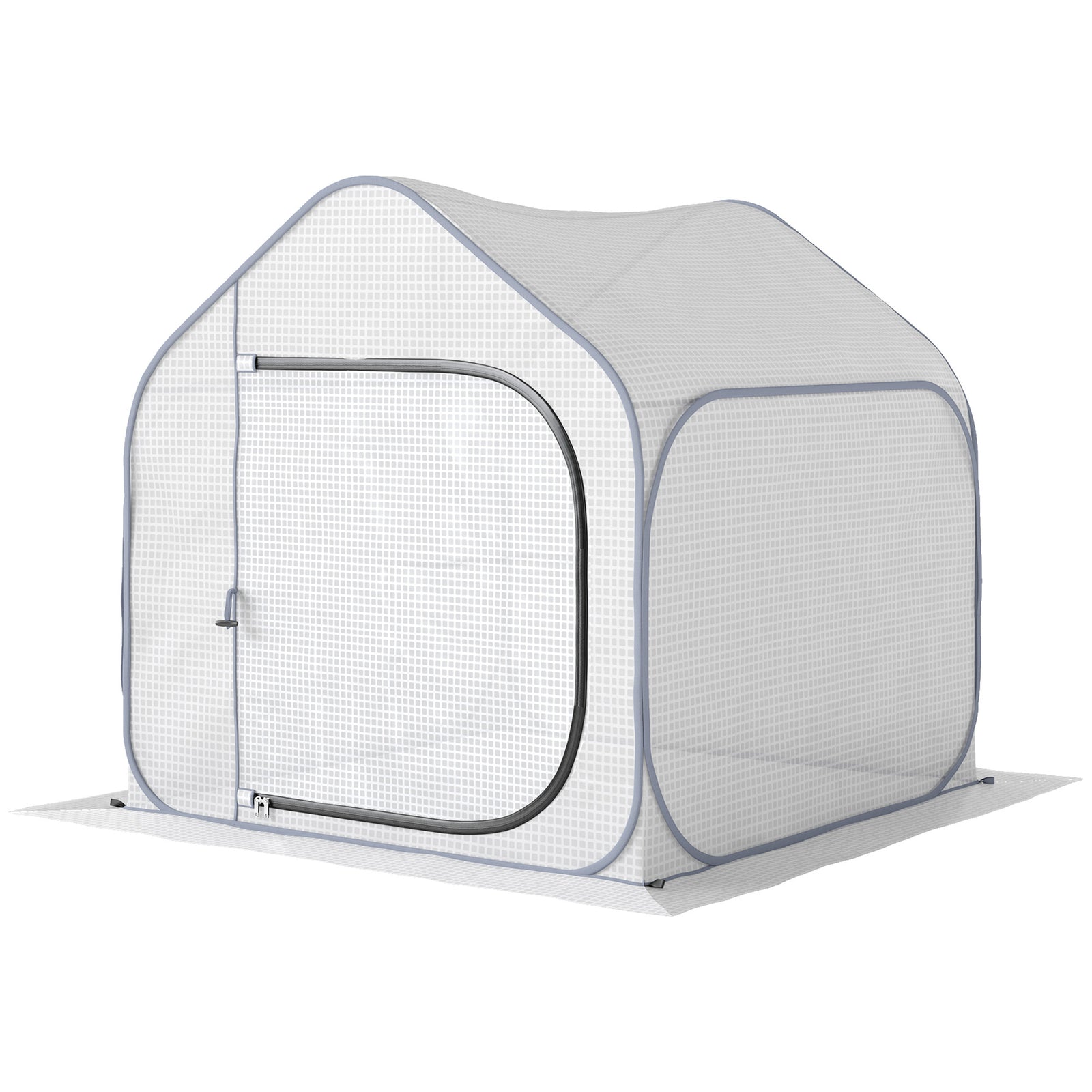 Mini Pop Up Greenhouse W/ Reinforced Pe Cover, Zipper Door | White